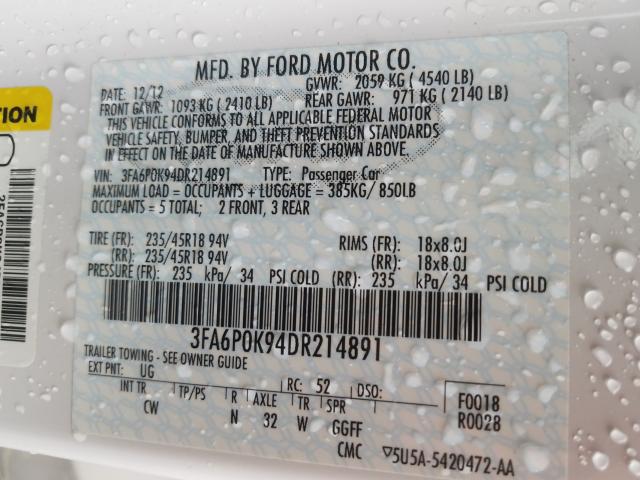 Photo 9 VIN: 3FA6P0K94DR214891 - FORD FUSION TIT 