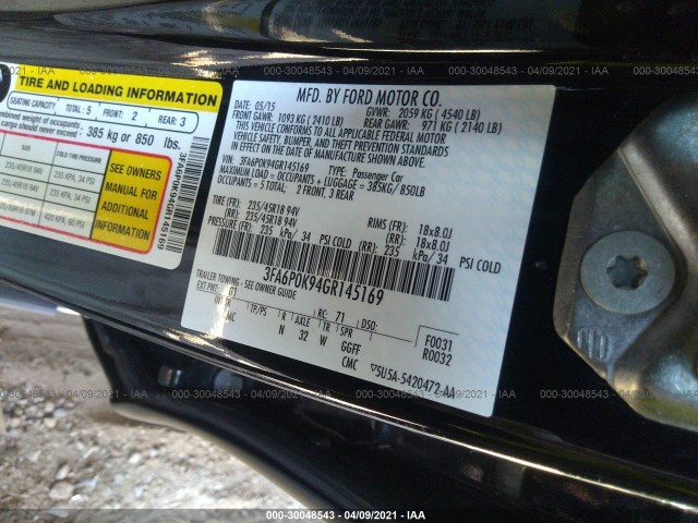 Photo 8 VIN: 3FA6P0K94GR145169 - FORD FUSION 