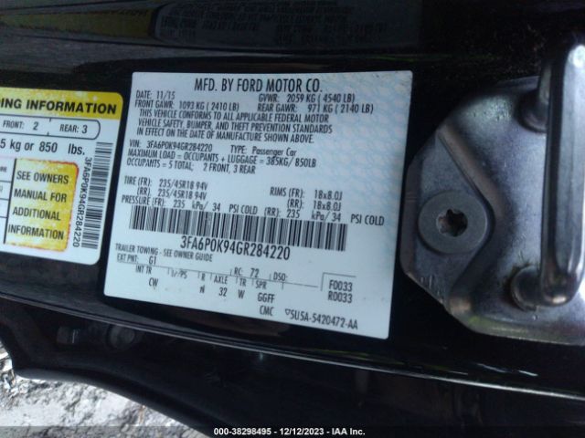 Photo 8 VIN: 3FA6P0K94GR284220 - FORD FUSION 