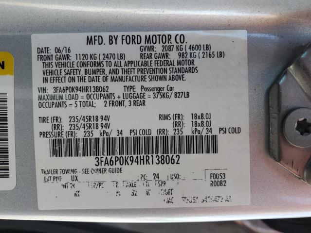 Photo 11 VIN: 3FA6P0K94HR138062 - FORD FUSION 