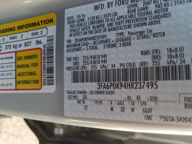 Photo 9 VIN: 3FA6P0K94HR237495 - FORD FUSION 