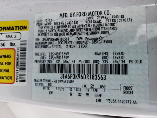 Photo 9 VIN: 3FA6P0K96DR183563 - FORD FUSION TIT 