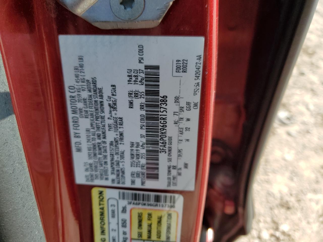 Photo 11 VIN: 3FA6P0K96GR157386 - FORD FUSION 