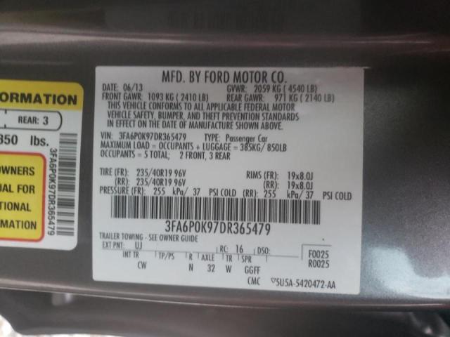 Photo 9 VIN: 3FA6P0K97DR365479 - FORD FUSION TIT 