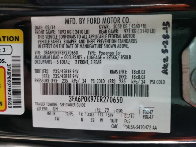 Photo 9 VIN: 3FA6P0K97ER270650 - FORD FUSION TIT 