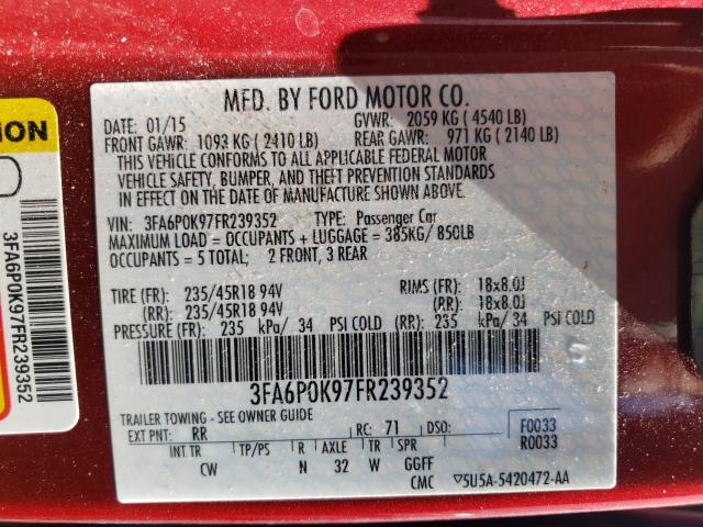 Photo 9 VIN: 3FA6P0K97FR239352 - FORD FUSION TIT 