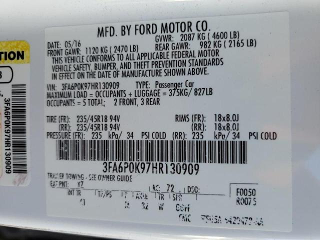 Photo 9 VIN: 3FA6P0K97HR130909 - FORD FUSION TIT 