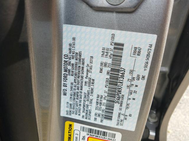 Photo 9 VIN: 3FA6P0K97LR136637 - FORD FUSION TIT 