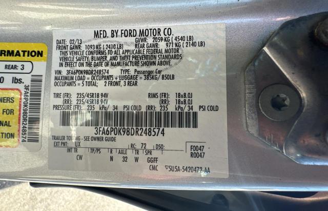 Photo 9 VIN: 3FA6P0K98DR248574 - FORD FUSION 