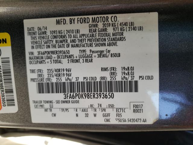 Photo 9 VIN: 3FA6P0K98ER393650 - FORD FUSION TIT 