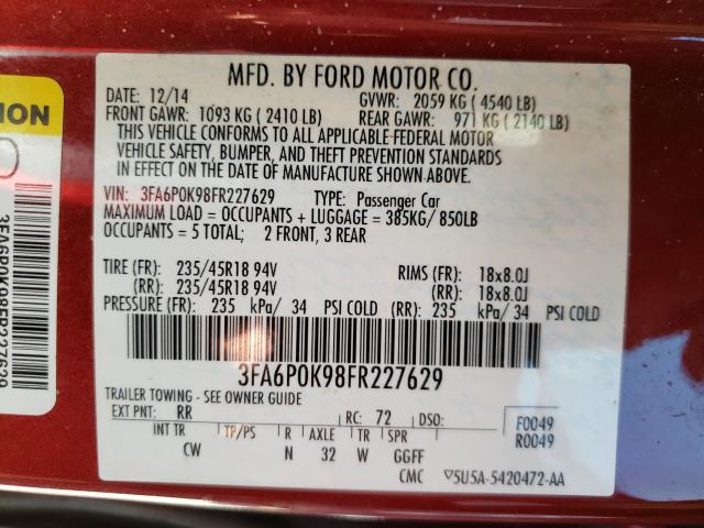 Photo 9 VIN: 3FA6P0K98FR227629 - FORD FUSION TIT 