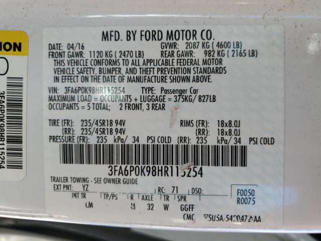 Photo 9 VIN: 3FA6P0K98HR115254 - FORD FUSION TIT 