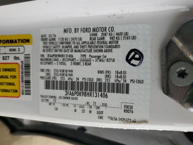 Photo 11 VIN: 3FA6P0K98HR131406 - FORD FUSION 