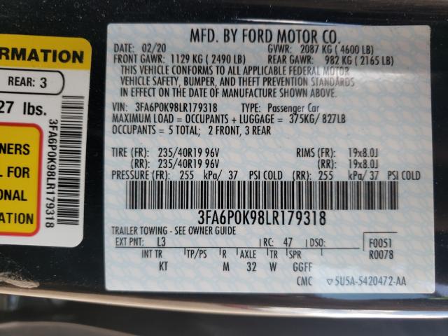 Photo 9 VIN: 3FA6P0K98LR179318 - FORD FUSION TIT 