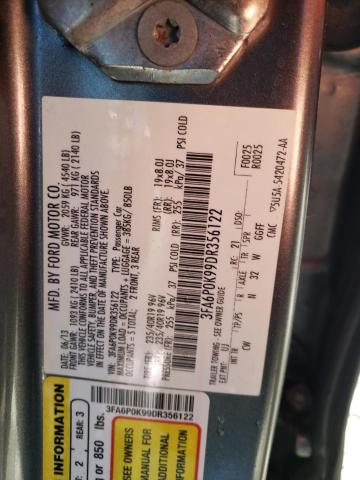 Photo 9 VIN: 3FA6P0K99DR356122 - FORD FUSION TIT 