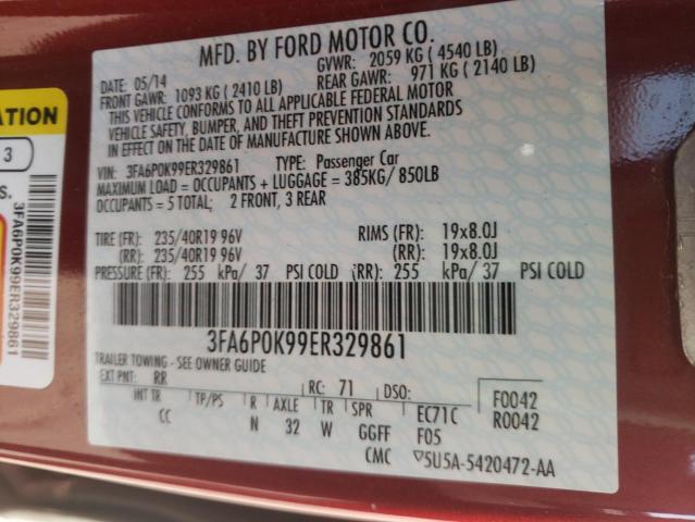 Photo 9 VIN: 3FA6P0K99ER329861 - FORD FUSION TIT 