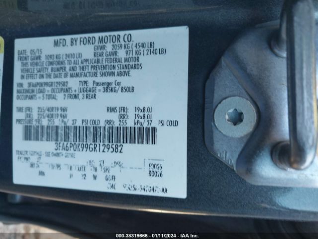 Photo 8 VIN: 3FA6P0K99GR129582 - FORD FUSION 