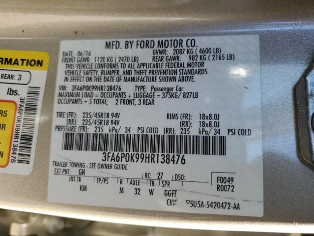 Photo 11 VIN: 3FA6P0K99HR138476 - FORD FUSION 