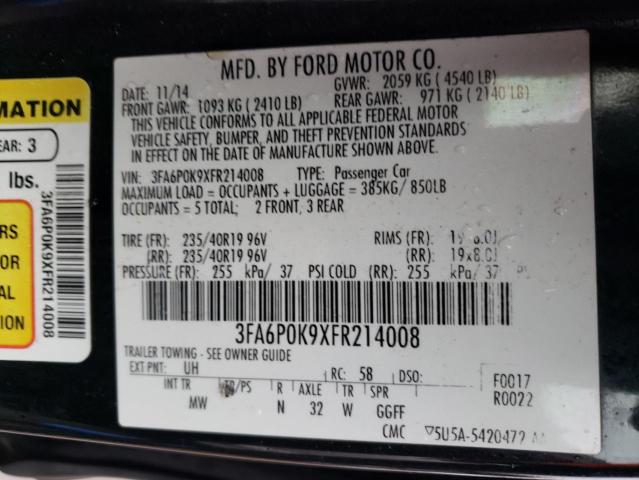 Photo 11 VIN: 3FA6P0K9XFR214008 - FORD FUSION 