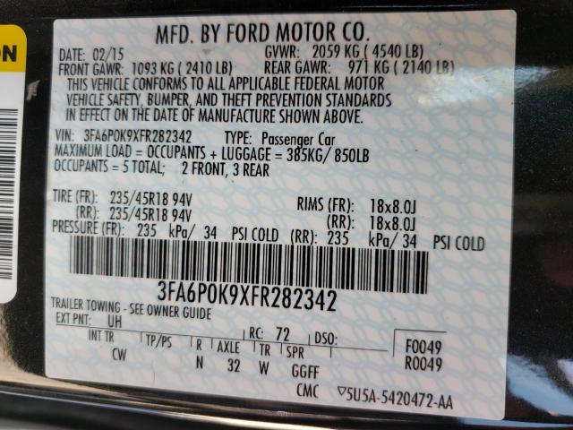 Photo 9 VIN: 3FA6P0K9XFR282342 - FORD FUSION TIT 