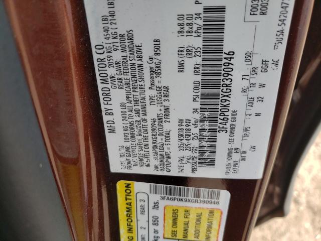 Photo 9 VIN: 3FA6P0K9XGR390946 - FORD FUSION TIT 