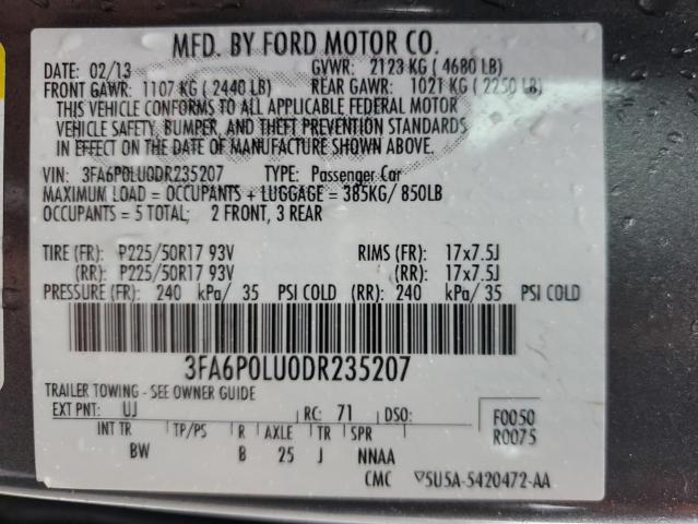 Photo 11 VIN: 3FA6P0LU0DR235207 - FORD FUSION SE 