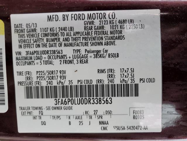 Photo 11 VIN: 3FA6P0LU0DR338563 - FORD FUSION 