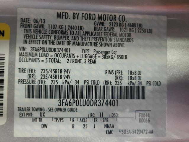 Photo 11 VIN: 3FA6P0LU0DR374401 - FORD FUSION 