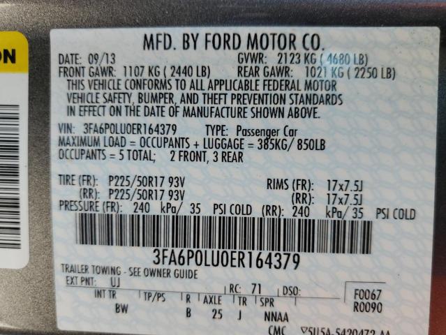 Photo 9 VIN: 3FA6P0LU0ER164379 - FORD FUSION SE 