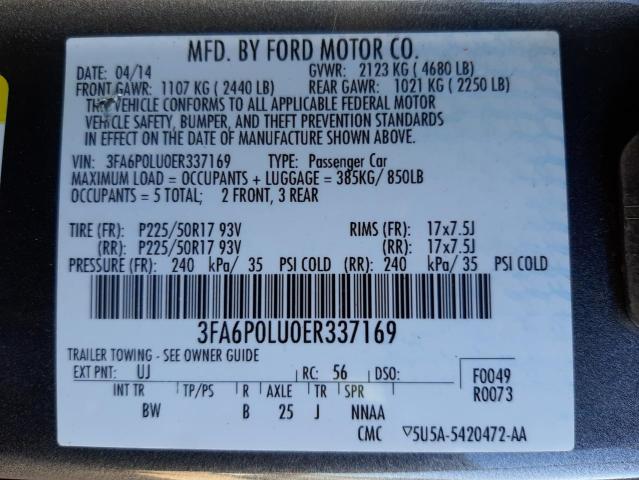 Photo 9 VIN: 3FA6P0LU0ER337169 - FORD FUSION SE 