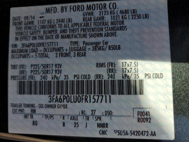 Photo 11 VIN: 3FA6P0LU0FR157711 - FORD FUSION SE 