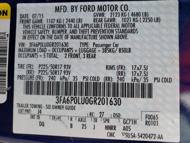 Photo 11 VIN: 3FA6P0LU0GR201630 - FORD FUSION 