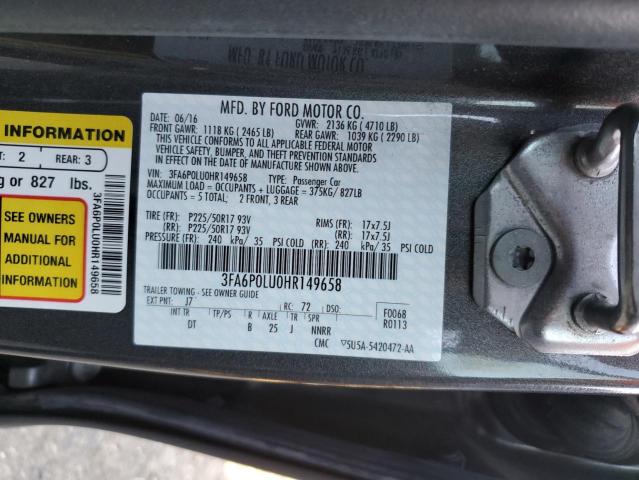 Photo 11 VIN: 3FA6P0LU0HR149658 - FORD FUSION SE 