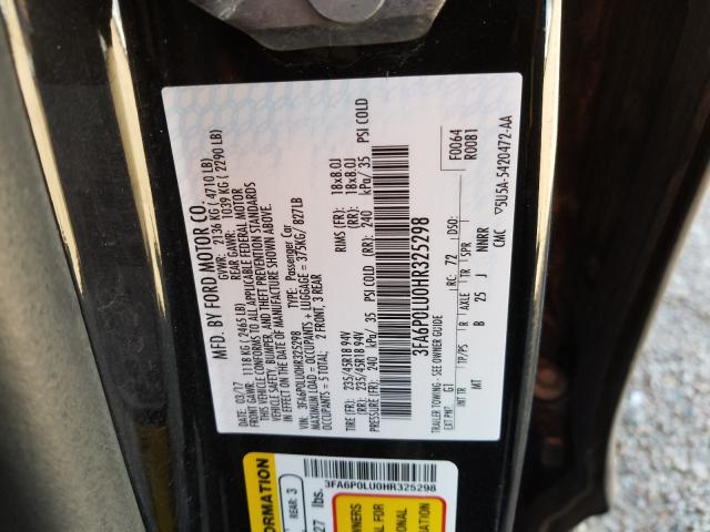 Photo 9 VIN: 3FA6P0LU0HR325298 - FORD FUSION SE 