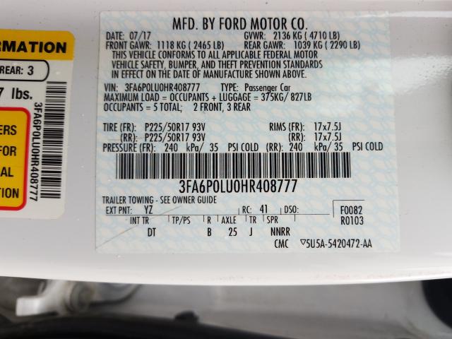 Photo 9 VIN: 3FA6P0LU0HR408777 - FORD FUSION 