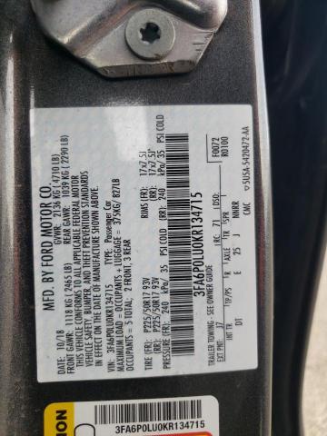 Photo 11 VIN: 3FA6P0LU0KR134715 - FORD FUSION SE 