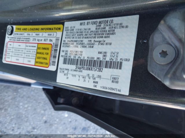 Photo 8 VIN: 3FA6P0LU0KR157282 - FORD FUSION HYBRID 