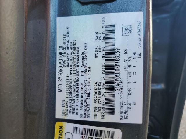 Photo 12 VIN: 3FA6P0LU0KR180559 - FORD FUSION SE 