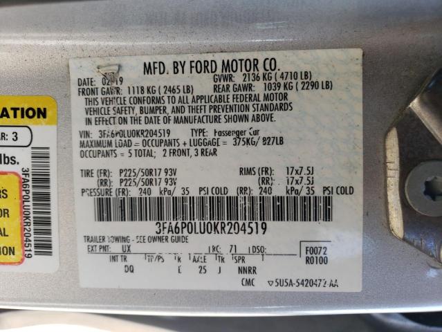 Photo 12 VIN: 3FA6P0LU0KR204519 - FORD FUSION SE 