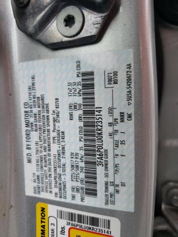 Photo 11 VIN: 3FA6P0LU0KR235141 - FORD FUSION SE 