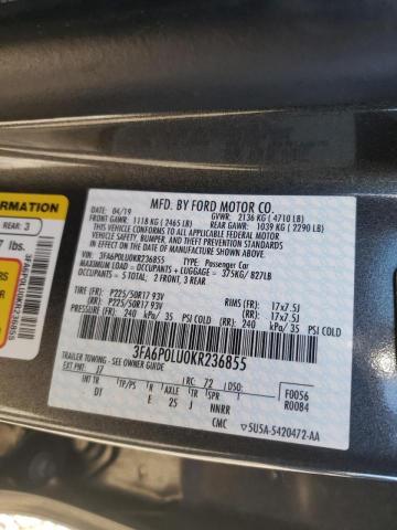 Photo 12 VIN: 3FA6P0LU0KR236855 - FORD FUSION SE 