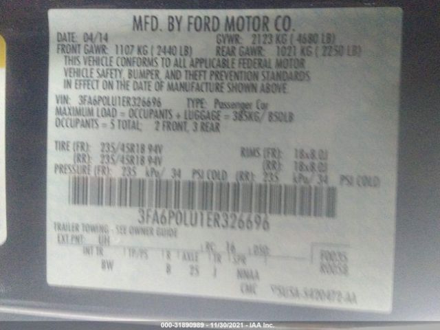 Photo 8 VIN: 3FA6P0LU1ER326696 - FORD FUSION 