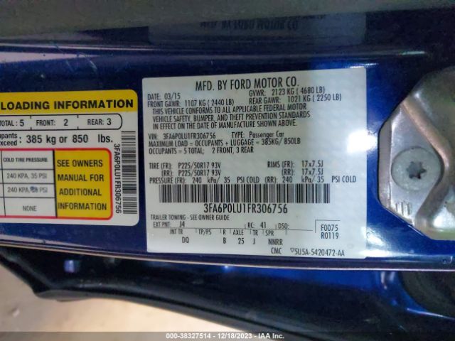 Photo 8 VIN: 3FA6P0LU1FR306756 - FORD FUSION HYBRID 