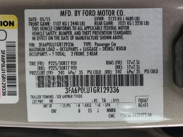 Photo 11 VIN: 3FA6P0LU1GR129336 - FORD FUSION SE 