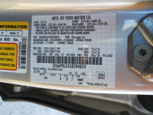 Photo 9 VIN: 3FA6P0LU1GR294870 - FORD FUSION SE 