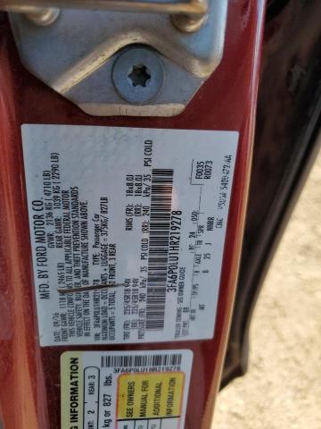 Photo 10 VIN: 3FA6P0LU1HR219278 - FORD FUSION SE 