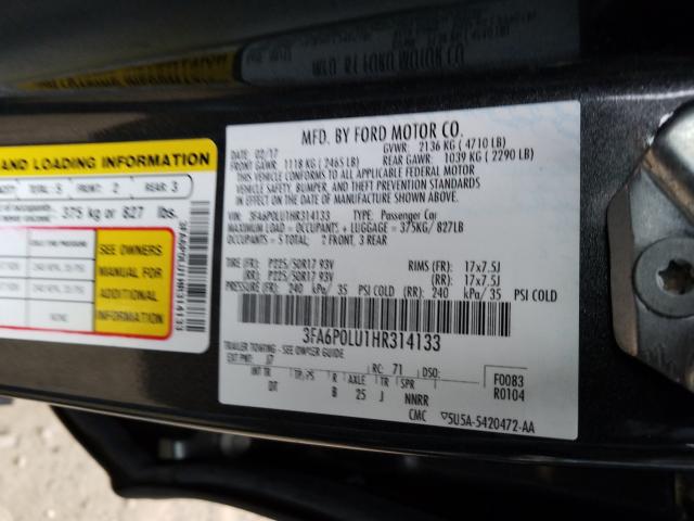 Photo 9 VIN: 3FA6P0LU1HR314133 - FORD FUSION SE 