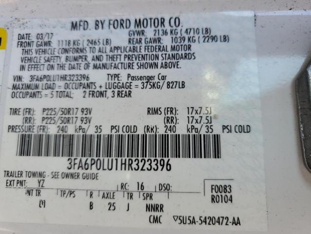 Photo 11 VIN: 3FA6P0LU1HR323396 - FORD FUSION SE 