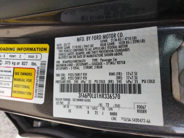 Photo 9 VIN: 3FA6P0LU1HR336570 - FORD FUSION SE 