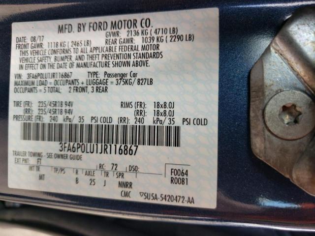 Photo 12 VIN: 3FA6P0LU1JR116867 - FORD FUSION SE 